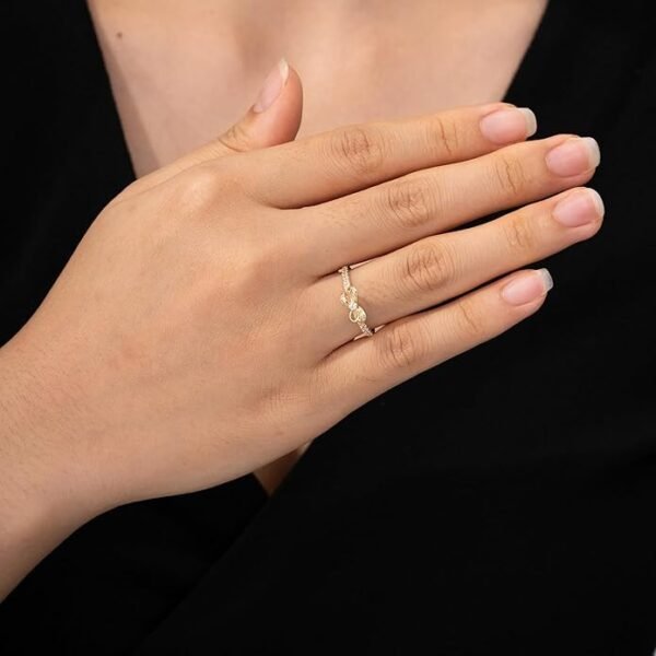 Essentials 10K Gold Dainty Bow Ring - Image 5